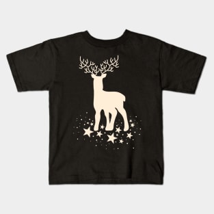 Traditional Christmas Eve Reindeer Snowflake Aesthetic Pattern Kids T-Shirt